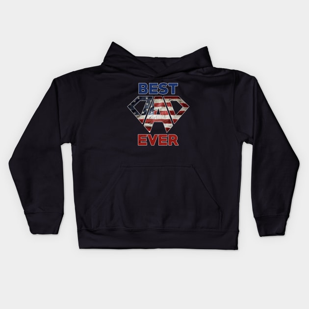 Best Dad Ever With American Flag Kids Hoodie by mia_me